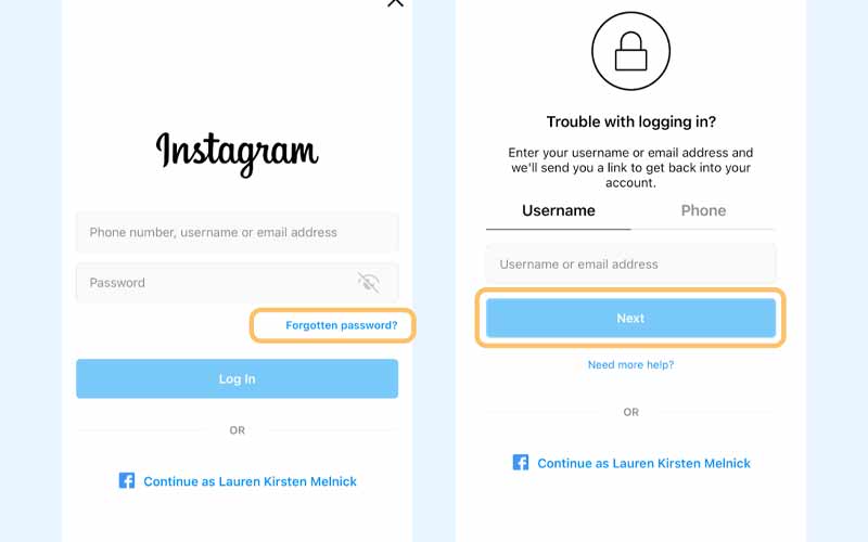 بازیابی رمز اینستاگرام با شماره موبایل